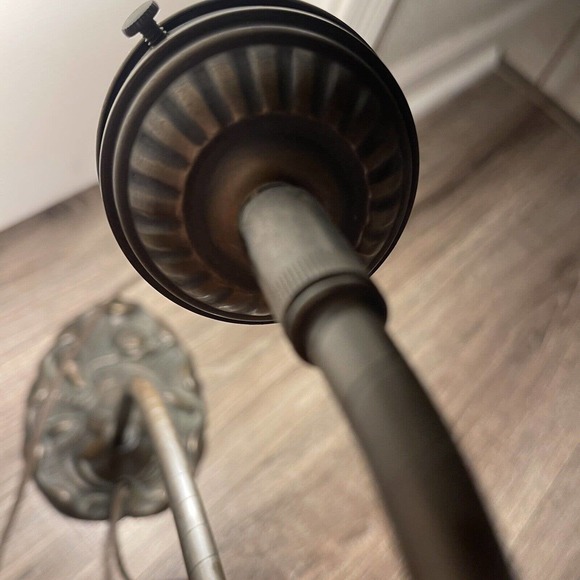 Vintage Gilbert Floral Tulip Lilly Pad Table Lamp USA Bronze Base RARE - Picture 5 of 14